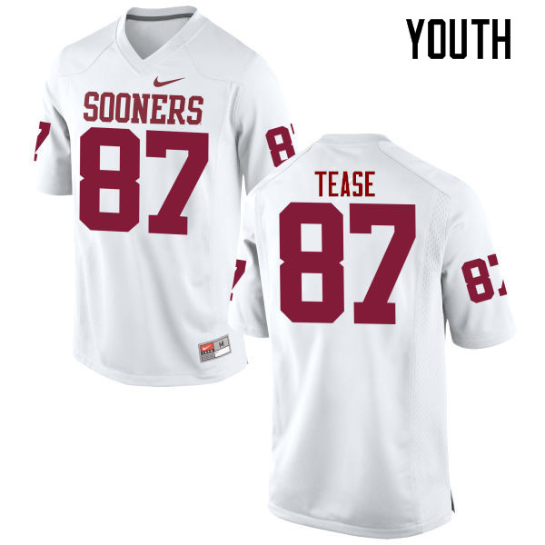 Youth Oklahoma Sooners #87 Myles Tease College Football Jerseys Game-White - Click Image to Close